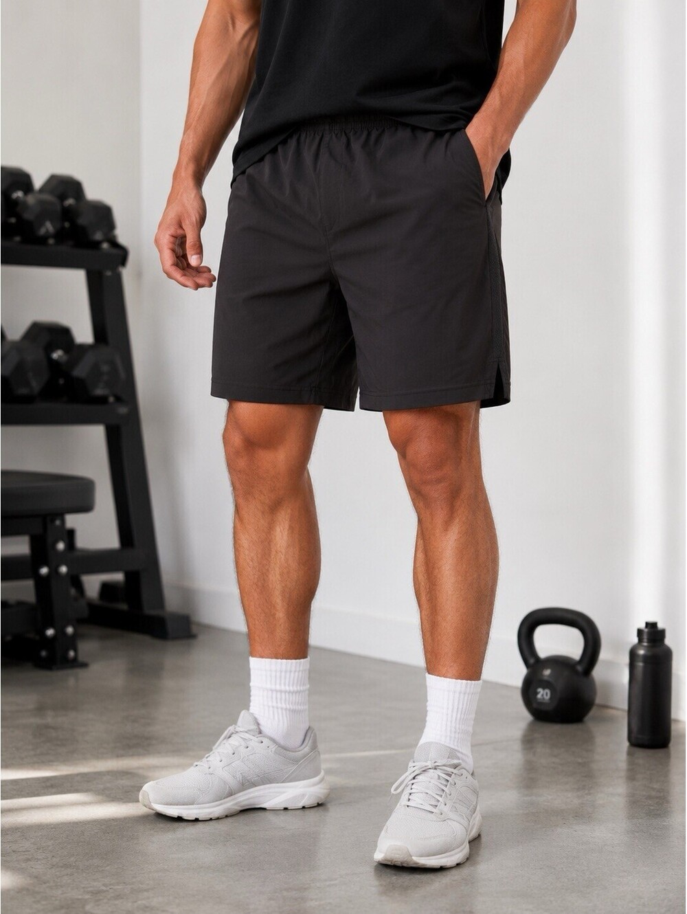 Head Athletic Shorts Men’s Gray Polyester Spandex Drawstring Sz L FREE SHIPPING